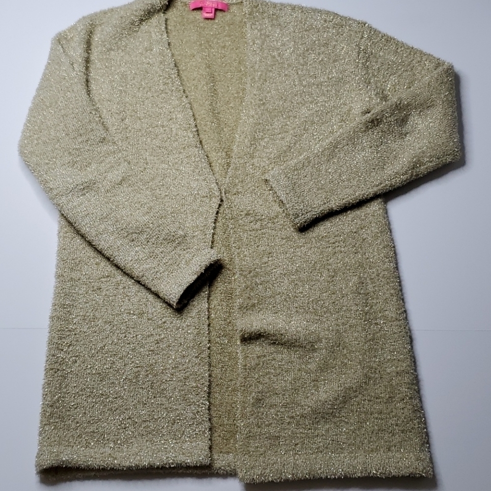 Lilly Pulitzer Gold Lame Cardigan Jacket Sweater S